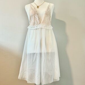 White Lace Babydoll Lingerie Dress Women’s Size XL Wedding Bridal